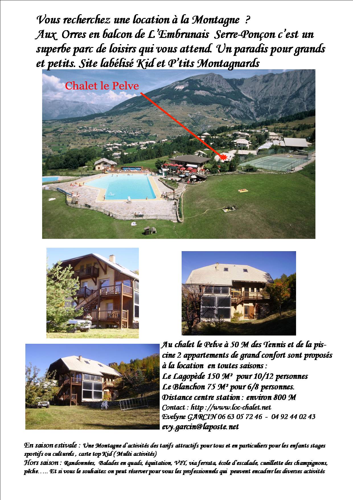 Brochure location chalet aux Orres (page 1)